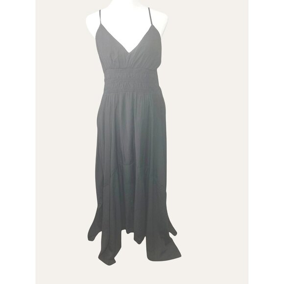 Blu Pepper Womens Black Maxi Dress Asymmetrical Hem Spaghetti Straps Large - Picture 1 of 14